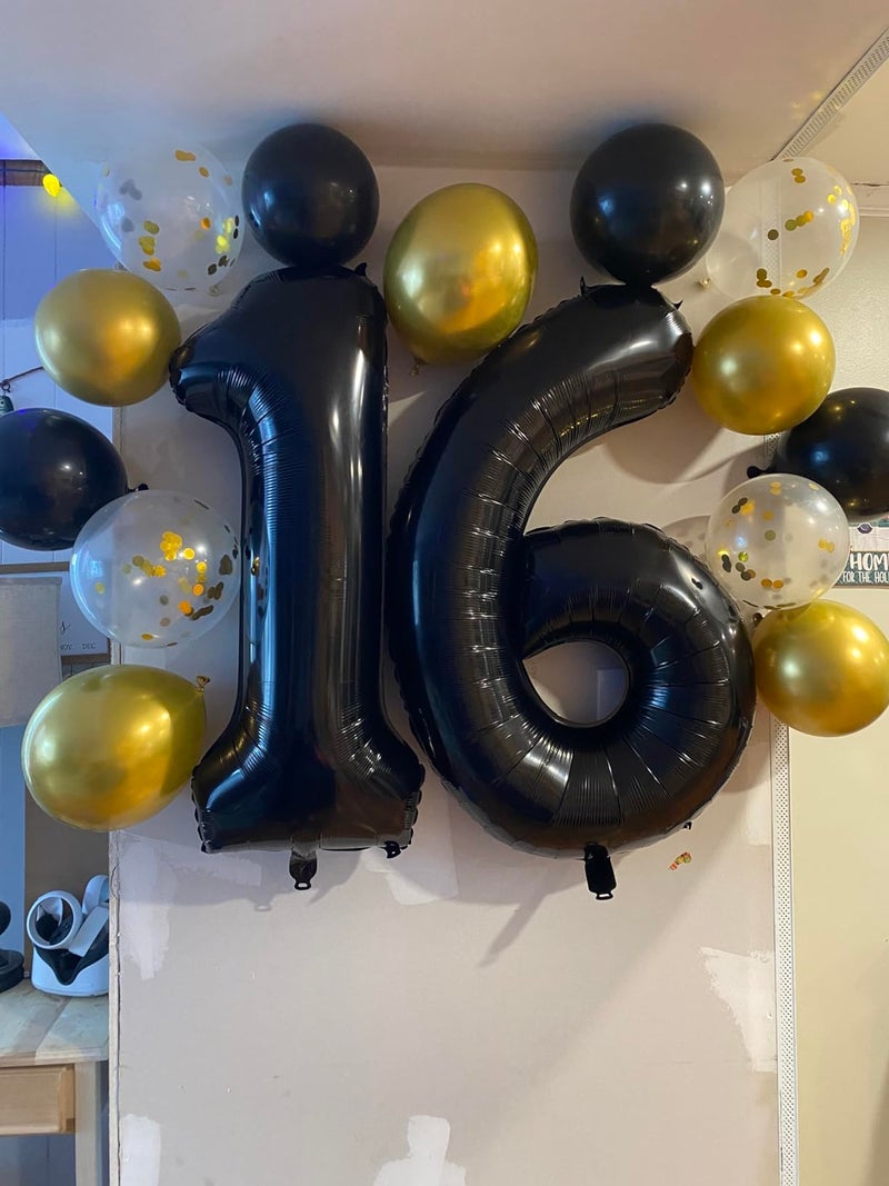 Mluchee Number Balloons Black 1 Balloon for Birthday Party, One Happy Birthday Decorations, 40 Inch Large One Balloon for 1st Girl Boy Baby Shower 10 11 15 16 18 21 Photo Shoot - Image 2