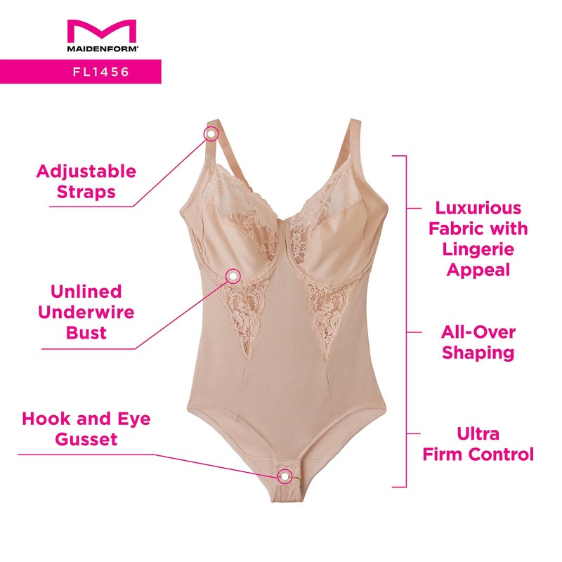 Maidenform womens Shaper With Built-in Bra Fl1456 shapewear bodysuits, Black, 36C US - Image 4