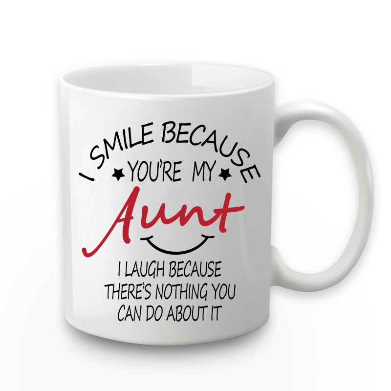 I Smile Because Youre My Aunt Mug 11 Oz with Gift Box Perfect Auntie Gifts for Mothers Day Birthdays