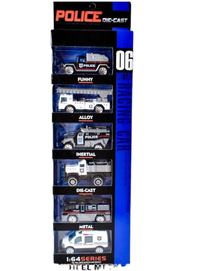 Toy Box - Die Cast Toy Police Car Set Friction Powered Police Cars Set of 6 Pcs Metal Vehicles Toy Car Set For Kids - Image 1