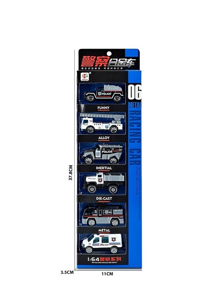 Toy Box - Die Cast Toy Police Car Set Friction Powered Police Cars Set of 6 Pcs Metal Vehicles Toy Car Set For Kids - Image 1
