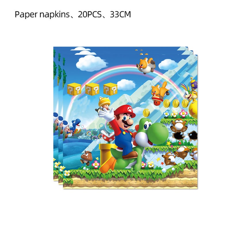 New Blue Mario Theme Birthday Party Decor Paper Towel 20p-Blue Mario 