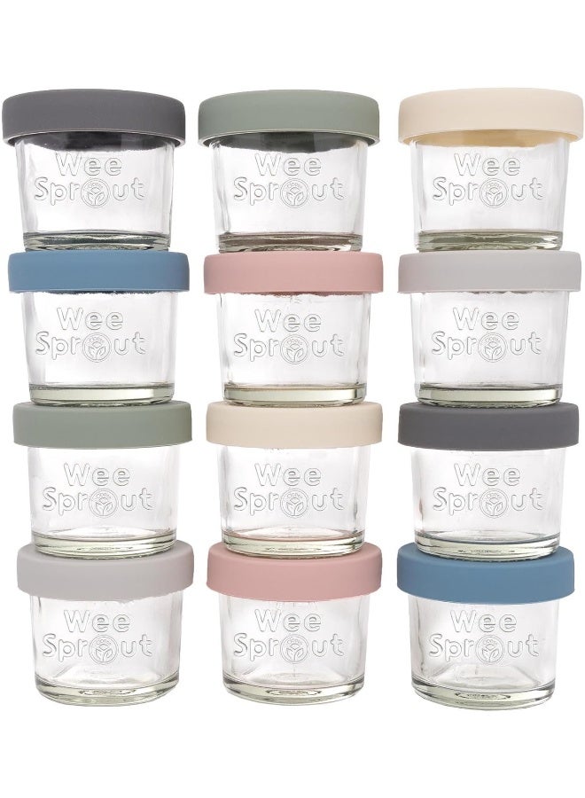 WeeSprout جرار تخزين طعام الأطفال الزجاجية من وي سبرات مع أغطية (4 أونصات، مجموعة 12) - Image 1