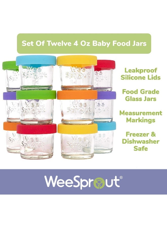 WeeSprout جرار تخزين طعام الأطفال الزجاجية من وي سبرات مع أغطية (4 أونصات، مجموعة 12) - Image 4