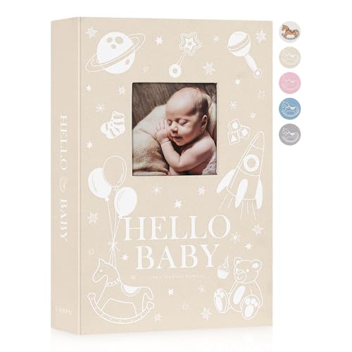 Lanpn Baby Photo Album 4x6 300 Pockets Linen Newborn Bebe Ultrasound Photo Album with Memo Writing Area Photo Book Picture Album for kids Baby Girl Boy Memory Book Keepsake Beige - Image 1