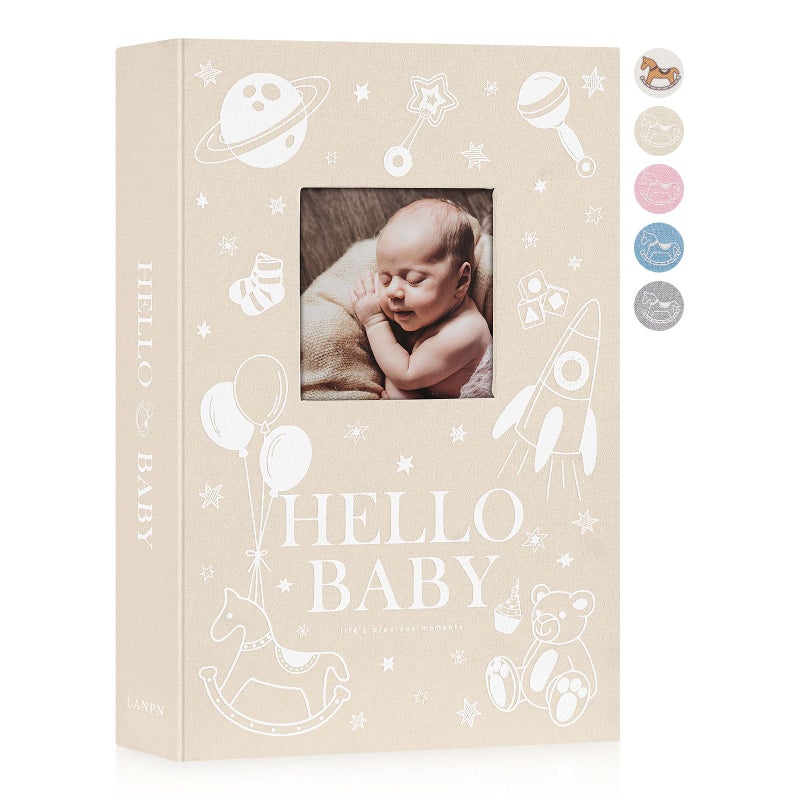 Lanpn Baby Photo Album 4x6 300 Pockets Linen Newborn Bebe Ultrasound Photo Album with Memo Writing Area Photo Book Picture Album for kids Baby Girl Boy Memory Book Keepsake Beige - Image 2