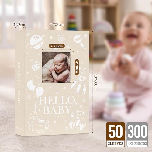Lanpn Baby Photo Album 4x6 300 Pockets Linen Newborn Bebe Ultrasound Photo Album with Memo Writing Area Photo Book Picture Album for kids Baby Girl Boy Memory Book Keepsake Beige - Image 3
