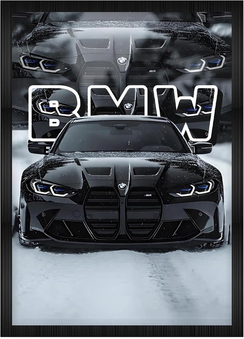 CodersParadise إطار ملصق الجمالي لسيارة BMW M4 | عمل فني حائطي مؤطر متميز مقاس A4 للغرفة، غرفة المعيشة، تركيبة الألعاب والمكتب | ملصقات بموضوع السيارات الرياضية للديكور - Image 1