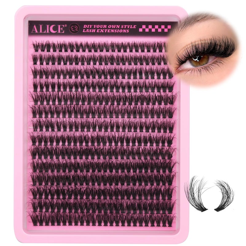 ALICE 336pcs Lash Clusters Thick Volume 60D Cluster Eyelash Extensions DIY Lash Extensions Wispy Faux Mink Individual Lashes Mix 10-18mm Long Eyelash Clusters - Image 1