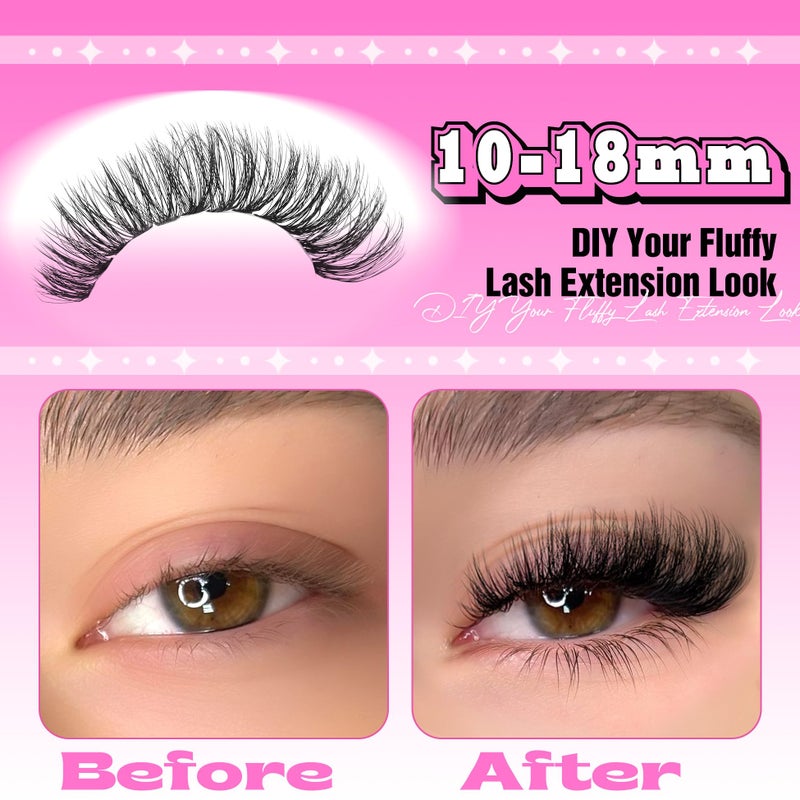ALICE 336pcs Lash Clusters Thick Volume 60D Cluster Eyelash Extensions DIY Lash Extensions Wispy Faux Mink Individual Lashes Mix 10-18mm Long Eyelash Clusters - Image 4