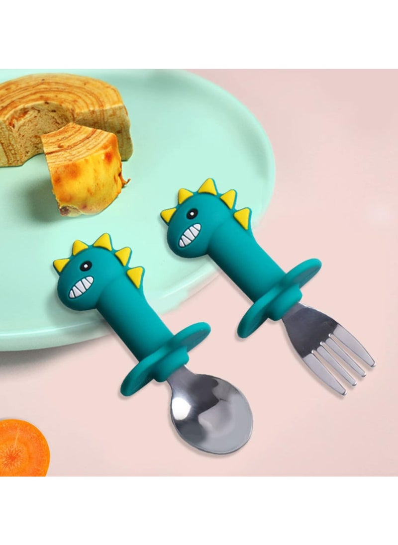 Toddler Fork and Spoon Set – Silicone, Easy Grip for Self-Feeding