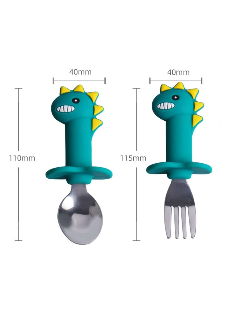 Toddler Fork and Spoon Set – Silicone, Easy Grip for Self-Feeding