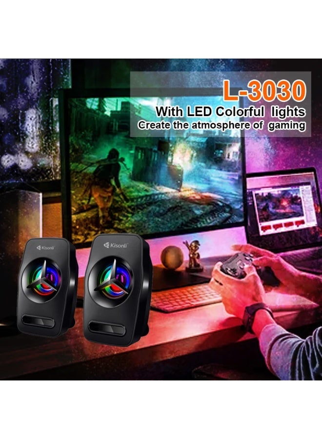 Kisonli L-3030 USB Stereo Speaker – 6W Performance in Compact Design - Image 2