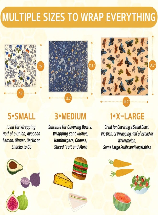 BYTTME Reusable Beeswax Wrap - 9 Pack Beeswax Wraps for Food, Eco-Friendly Beeswax Food Wraps, Bread Sandwich Wrapper - Organic, Sustainable, Zero Waste, Reusable Plastic-Free Food Storage Wrap, 1XL, 3M, 5S - Image 3