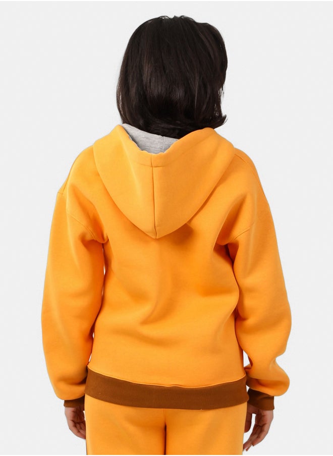 SHECHICK - Shechick Two-Tones Mustarad Zipper Hoodie - Image 1