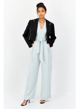 As You Women Regular Fit Diamante Trim Crop Blazer, Black  - Image 3