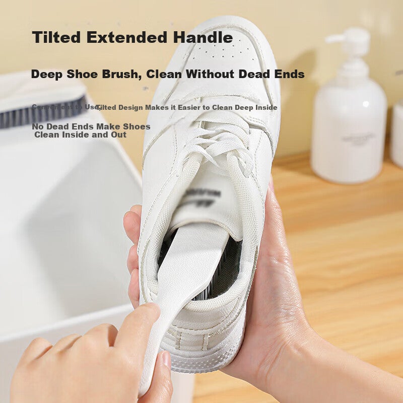 JD Jing Zao MENGTING Household Long-Handle Shoe Brush, Can Be Hanged, Plastic Shoe And Laundry Brush, Multifunctional Cleaning Brush, Gentle on Shoes [2-Pack] - Image 3