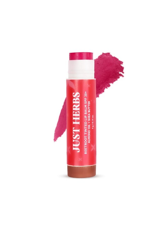 Just Herbs بلسم شفاه ملون للرجال والنساء مع واقي شمس SPF 20+ لتفتيح الشفاه الداكنة 4 غ (شمندر) - Image 1