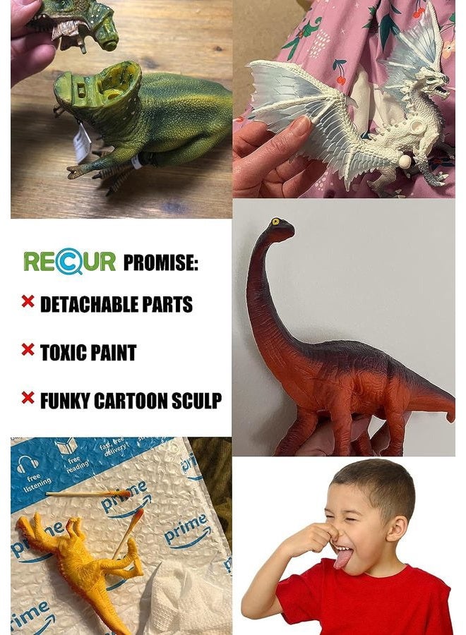 RECUR Dragon Figurine,Bright Dragon 7.5Inch Statue Soft Hand-Painted Skin Texture Plastic Dragon Toy Toys for Kids - Image 3