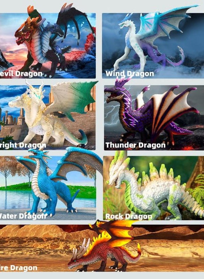 RECUR Dragon Figurine,Bright Dragon 7.5Inch Statue Soft Hand-Painted Skin Texture Plastic Dragon Toy Toys for Kids - Image 5