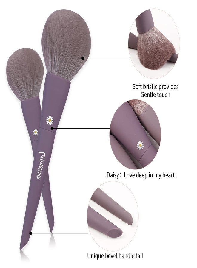 MSQ Make Up Brushes 10Pcs Makeup Brush Set Foundation Brush Blending Brush Synthetic Hair Powder Brushes Fan Brushes Eyeshadow Brushes Eye Brushes Set with Bag (Purple) - Image 3