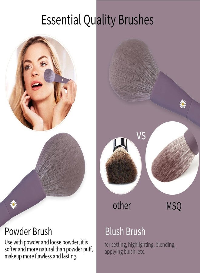 MSQ Make Up Brushes 10Pcs Makeup Brush Set Foundation Brush Blending Brush Synthetic Hair Powder Brushes Fan Brushes Eyeshadow Brushes Eye Brushes Set with Bag (Purple) - Image 5