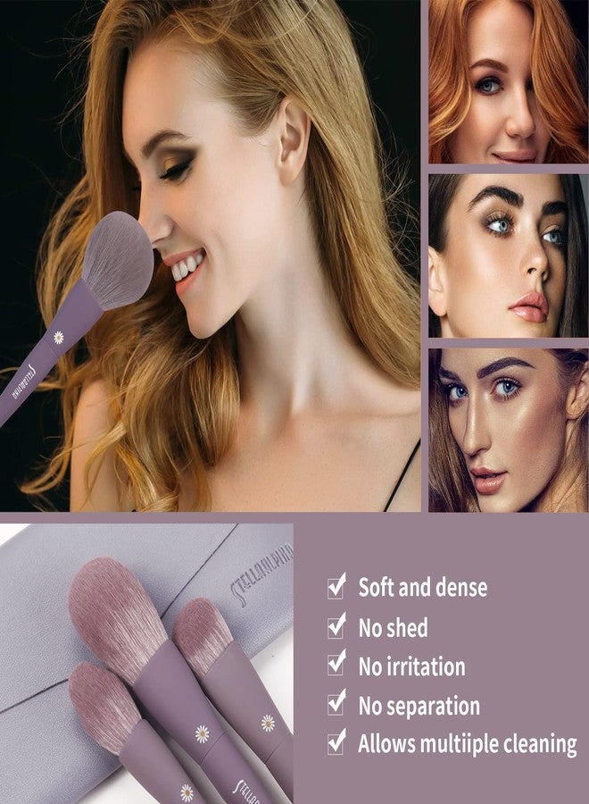 MSQ Make Up Brushes 10Pcs Makeup Brush Set Foundation Brush Blending Brush Synthetic Hair Powder Brushes Fan Brushes Eyeshadow Brushes Eye Brushes Set with Bag (Purple) - Image 4