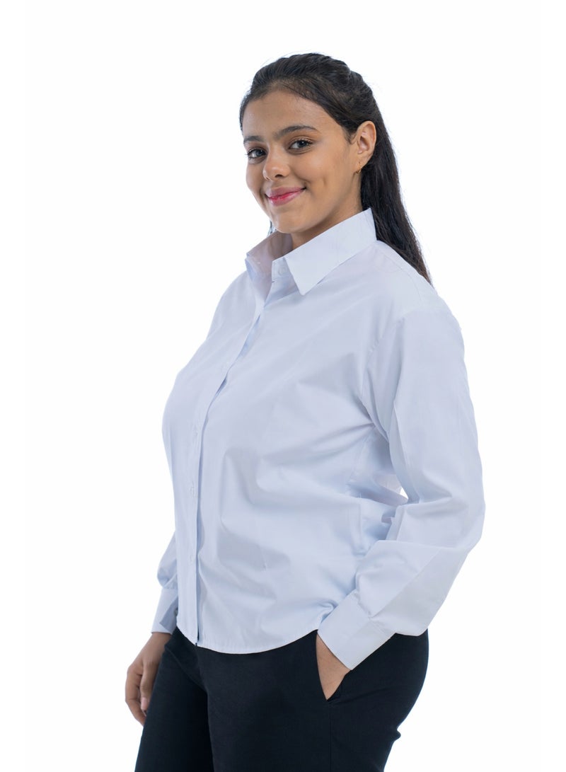 مريول لارا بلوزة مدرسية بيضاء رسمية بناتي بأكمام طويلة – قماش مريح للزي المدرسي مع المريول أو التنورة - Image 2