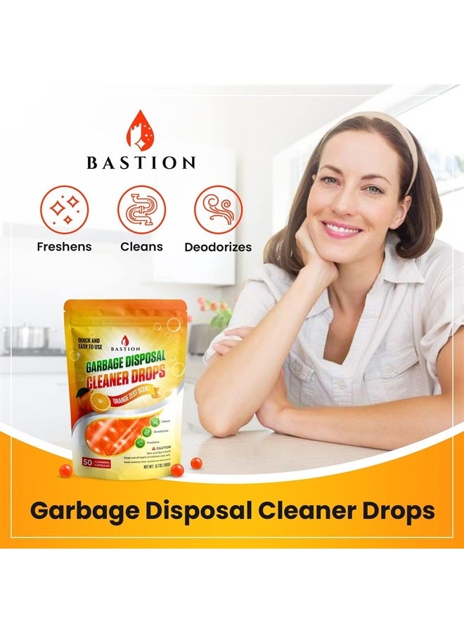 Bastion Garbage Disposal Cleaner and Deodorizer Drops- [[50-Count]] Orange Zest Scented Kitchen Sink Freshener Pods & Drain Odor Eliminator Disposer Care Balls by Bastion - Image 3