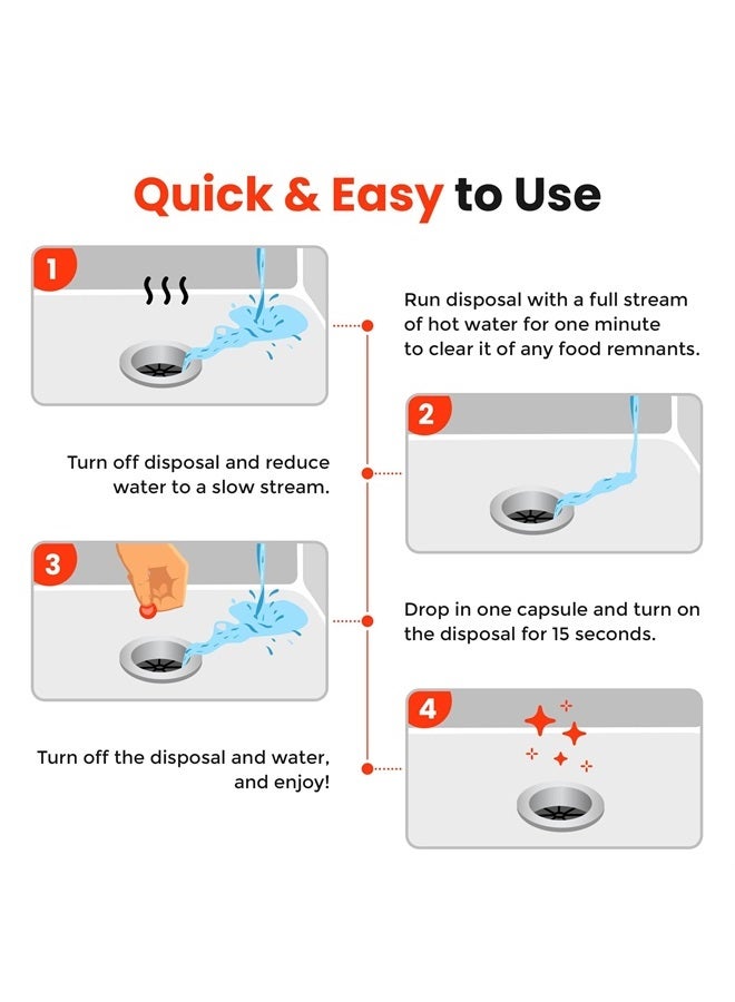 Bastion Garbage Disposal Cleaner and Deodorizer Drops- [[50-Count]] Orange Zest Scented Kitchen Sink Freshener Pods & Drain Odor Eliminator Disposer Care Balls by Bastion - Image 5