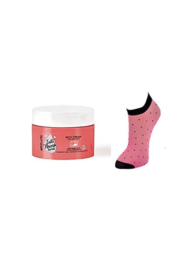 Nutrilite Amway - attitude insta nourish herbals rich cream for dry skin - 45 grams and women thin socks [free size] [Assorted Colors] - Image 1