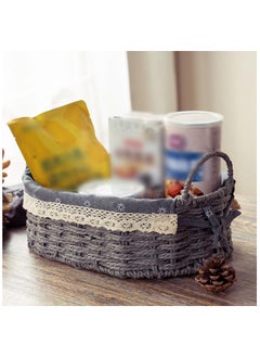 Cozy Nest Set of 2 Eco-Friendly Woven Baskets with Handles – Durable Oval Handwoven Storage Bins with Sturdy Plastic Frame, Removable Fabric Liners, and Versatile Storage for Living Room, Bedroom, Bathroom, and Nursery – Grey  - Image 4