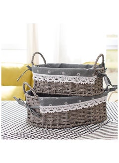 Cozy Nest Set of 2 Eco-Friendly Woven Baskets with Handles – Durable Oval Handwoven Storage Bins with Sturdy Plastic Frame, Removable Fabric Liners, and Versatile Storage for Living Room, Bedroom, Bathroom, and Nursery – Grey  - Image 3