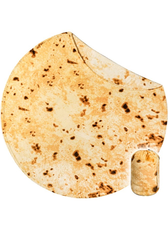 Bnuitland BNuitland Burritos Tortilla Blanket 300GSM Double Sided Giant Funny Gift Throw with Burrito Pouch Realistic Super Soft Taco Food Blanket Novelty Sofa Yellow Blanket for Kids/Pets and Adults  - Image 4