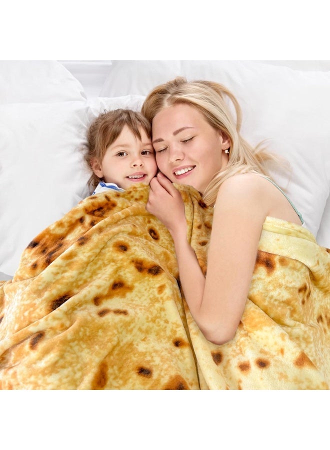 Bnuitland BNuitland Burritos Tortilla Blanket 300GSM Double Sided Giant Funny Gift Throw with Burrito Pouch Realistic Super Soft Taco Food Blanket Novelty Sofa Yellow Blanket for Kids/Pets and Adults  - Image 3
