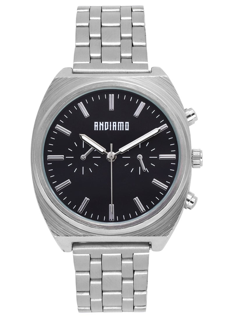 ANDIAMO Men's Silver Case Silver Band Watches