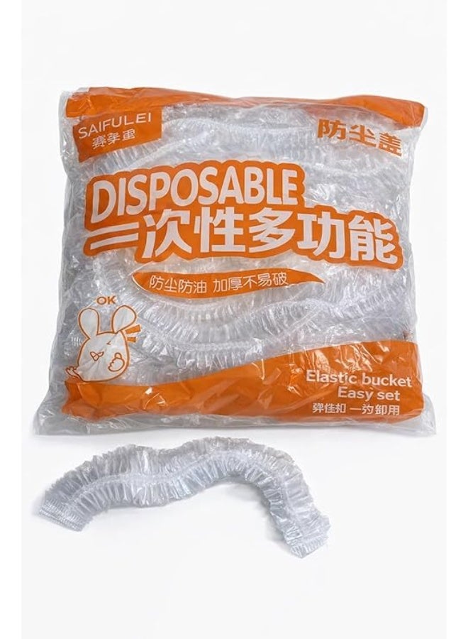 Set of 50 Disposable LARGE SIZE Plastic Covers Multipurpose Waterproof Elastic Opening Transparent Single Use Protection For Food Appliances Bowls Kitchen Storage Hygiene Safety Daily Household Use - Image 5