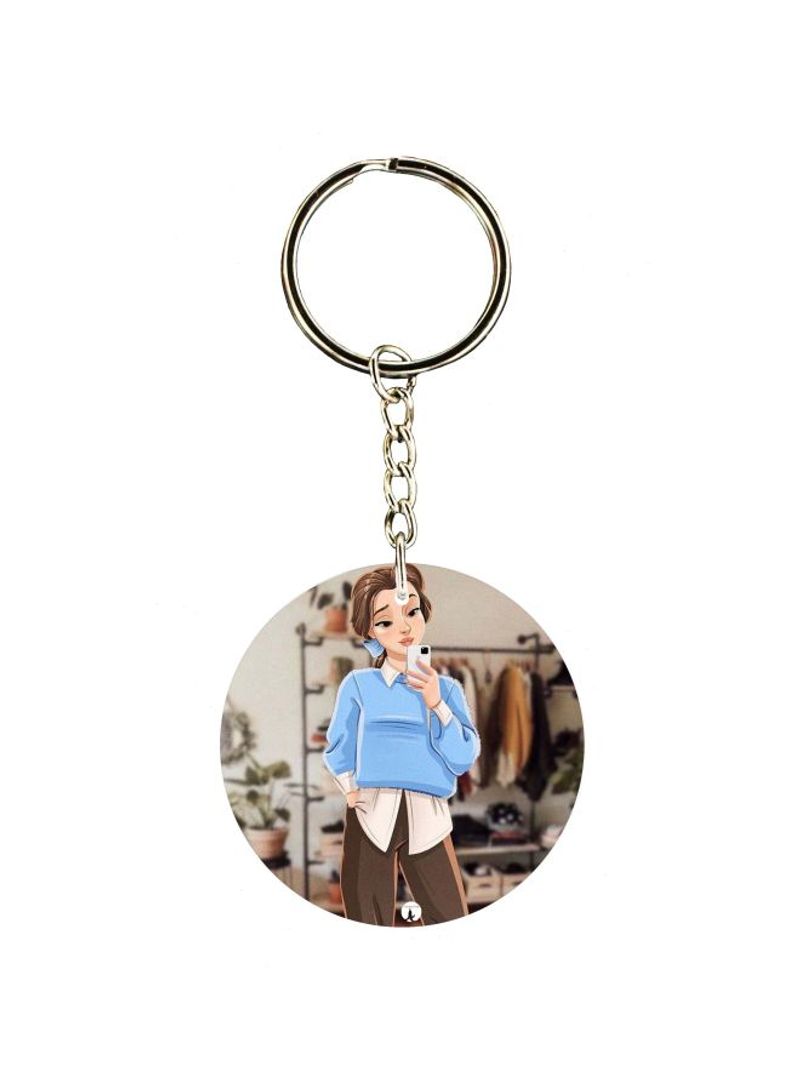 Cartoon Girl Printed Keychain