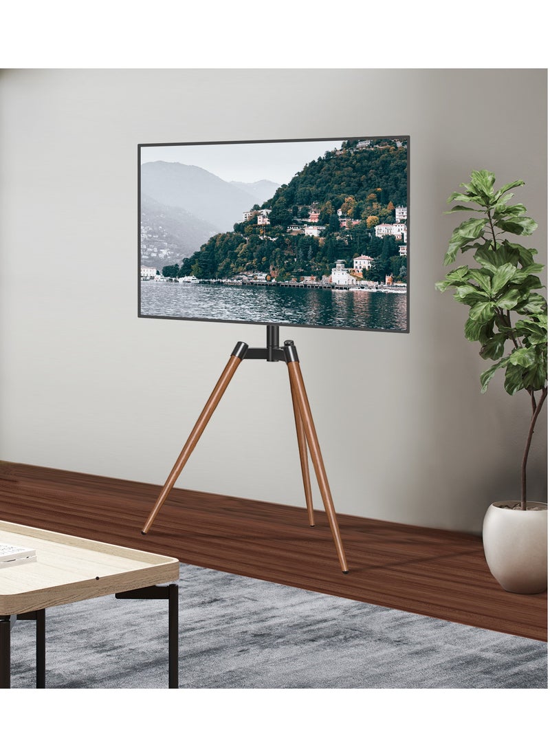 Hamood - HAMOOD 2025 Modern Style for 37-65 inch Swivel TV Mount with Height Adjustable Wooden TV Tripod Floor TV Stand Weight Capacity 35 Kg - Image 1