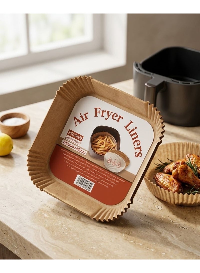 Air Fryer Liners 100pcs Disposable Paper Liners Non Stick Oil Proof Heat Resistant Air Fryer Baking Paper for Cooking Frying - Image 1