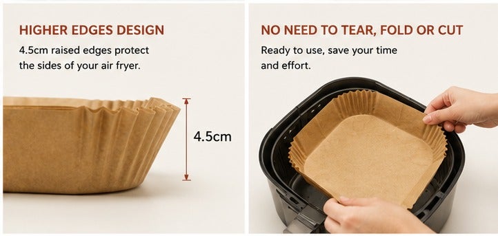 Air Fryer Liners 100pcs Disposable Paper Liners Non Stick Oil Proof Heat Resistant Air Fryer Baking Paper for Cooking Frying - Image 3