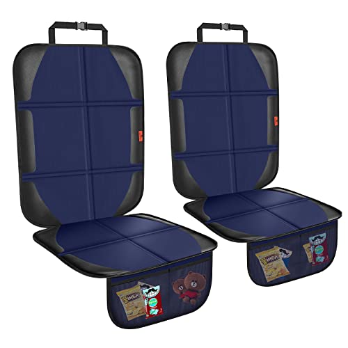 XHYANG Car Seat Protector2 Pack Automotive Seat Protectors Baby Carseat Pad Waterproof Durable 600D Fabric for Child Baby Car Seat Mat Vehicle Pet Cover 2 Storage Pockets Blue - Image 1