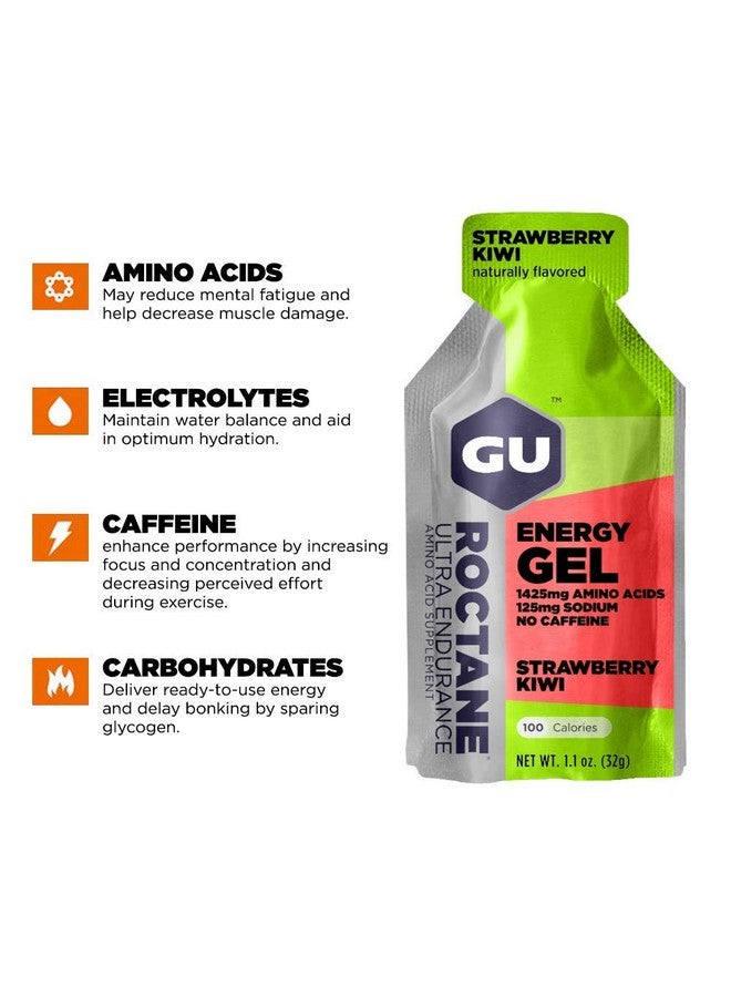 GU Energy Roctane Ultra Endurance Energy Gel, Vegan, Gluten-Free, Kosher, and Dairy-Free On-The-Go Sports Nutrition for Running, Biking, Hiking or Skiing, Strawberry Kiwi (24 Packets) - Image 2
