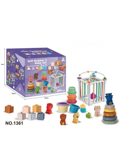 Export Baby Play Soft Glue Stacked Le Sessele Digital Animal Building Blocks Finger Doll Toy-Color:61 Five-in-one Bathroom Water Stacking Building Block Set