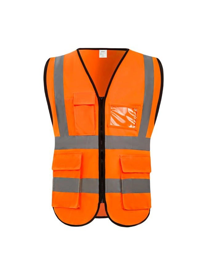 Lehueos High Visibility Vest Safety Vest with Pockets and Zipper Meets ANSI/ISEA Standard (1, Orange-Red, Large) - Image 1