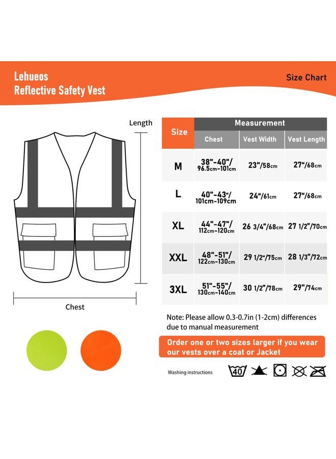 Lehueos High Visibility Vest Safety Vest with Pockets and Zipper Meets ANSI/ISEA Standard (1, Orange-Red, Large) - Image 2