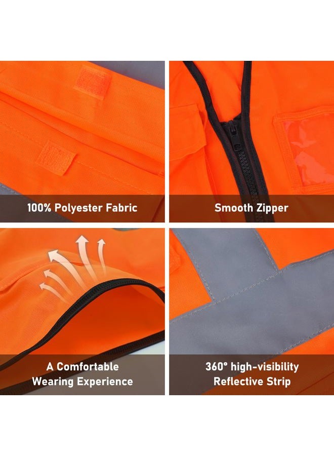 Lehueos High Visibility Vest Safety Vest with Pockets and Zipper Meets ANSI/ISEA Standard (1, Orange-Red, Large) - Image 4