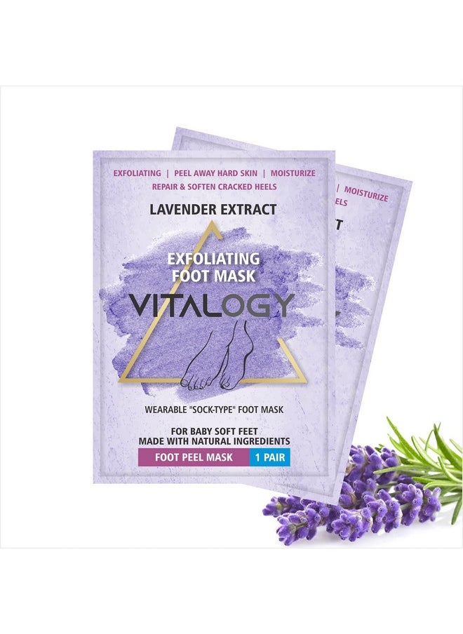 VITALOGY - Foot Peel Mask For Dead Skin Removal | Exfoliating Foot Mask Peeling Feet Mask | Foot Hydrating Sock Pedicure Essential | Make Your Feet Baby Soft, Repair Rough Heels, Lavender (2 Pairs) - Image 1