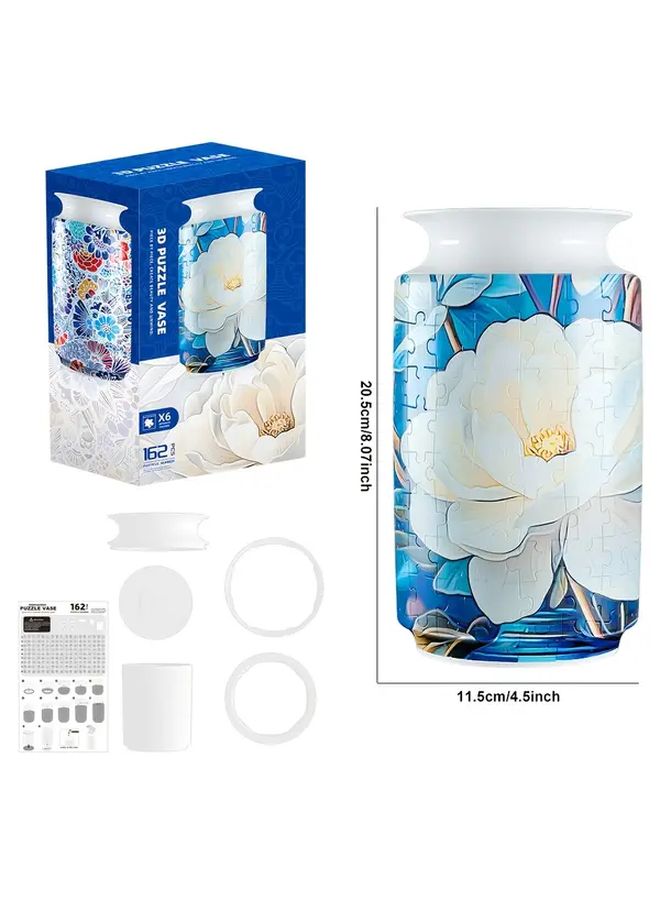 3D لغز إناء اللوتس رافعة التاج الأحمر 162 قطعة بلاستيكية ديكور المنزل والمكتب هدية زهرية - Image 2
