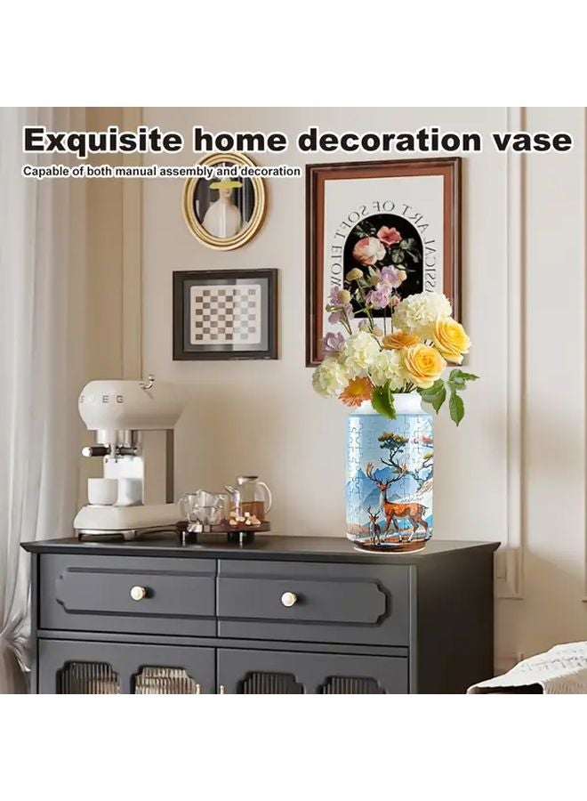 3D لغز إناء اللوتس رافعة التاج الأحمر 162 قطعة بلاستيكية ديكور المنزل والمكتب هدية زهرية - Image 4